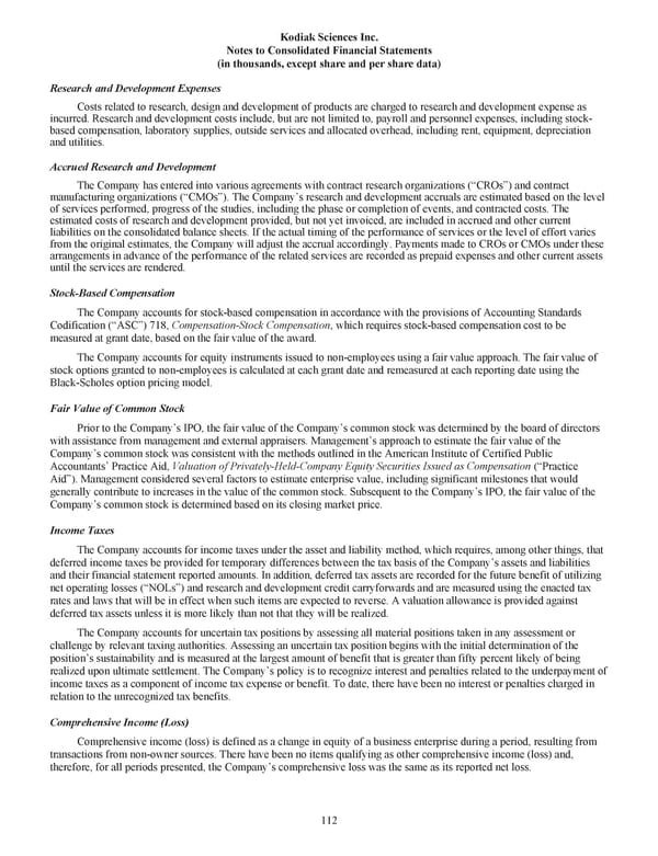 Kodiak 2018 Annual Report - Page 124