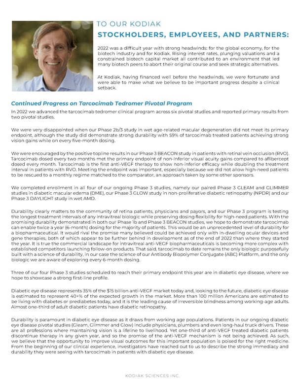 Kodiak Ophthalmology Medicines Company 2022 Annual Report - Page 2
