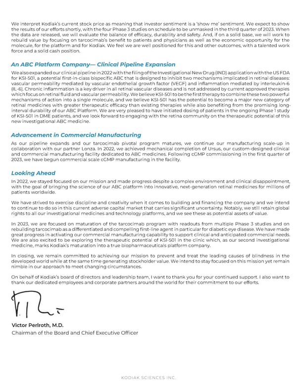 Kodiak Ophthalmology Medicines Company 2022 Annual Report - Page 3