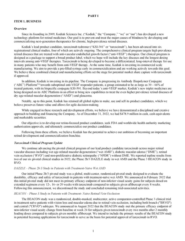 Kodiak Ophthalmology Medicines Company 2022 Annual Report - Page 14