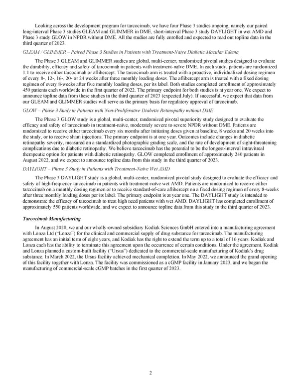 Kodiak Ophthalmology Medicines Company 2022 Annual Report - Page 15