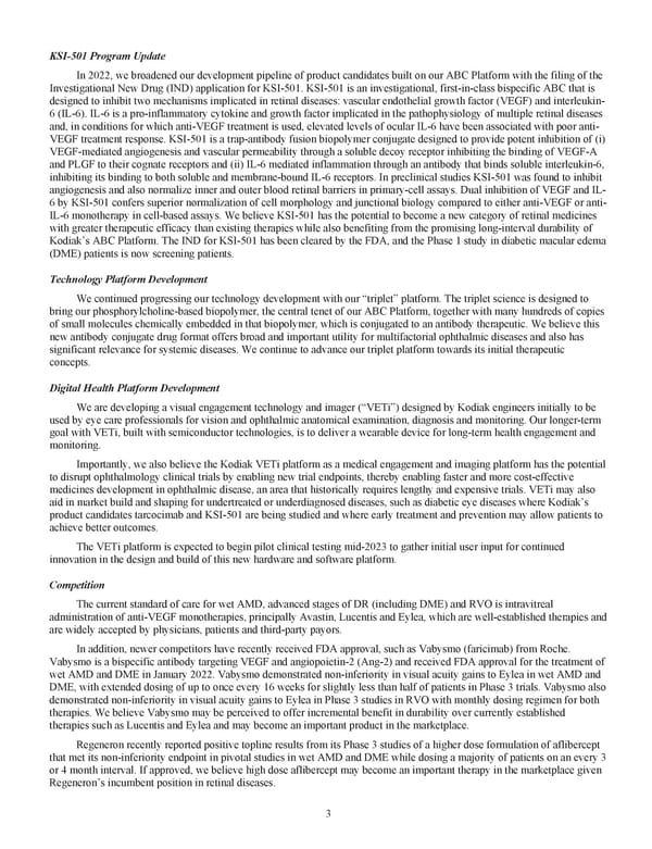 Kodiak Ophthalmology Medicines Company 2022 Annual Report - Page 16