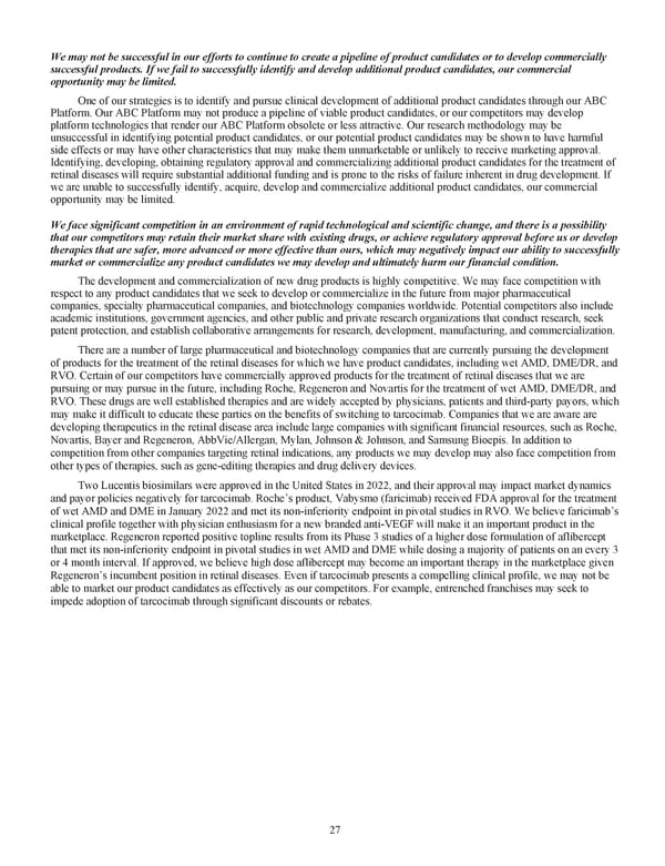 Kodiak Ophthalmology Medicines Company 2022 Annual Report - Page 40