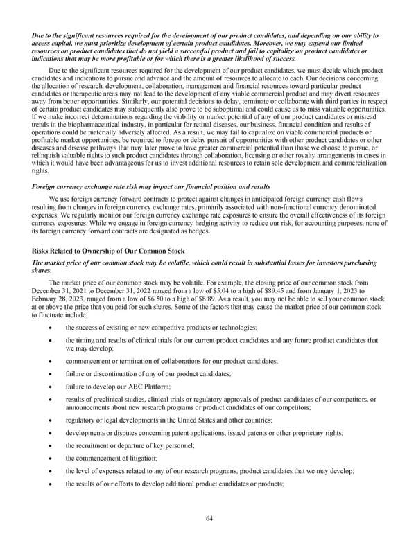 Kodiak Ophthalmology Medicines Company 2022 Annual Report - Page 77