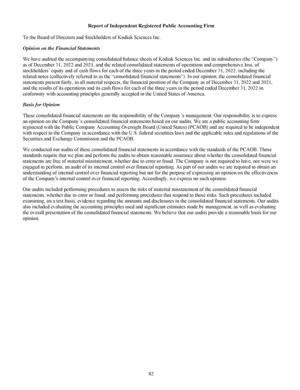 Kodiak Ophthalmology Medicines Company 2022 Annual Report - Page 95