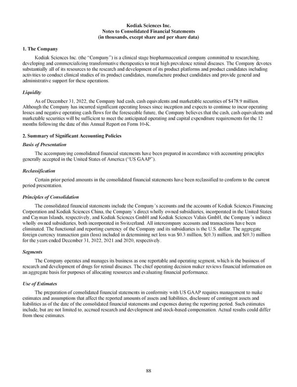 Kodiak Ophthalmology Medicines Company 2022 Annual Report - Page 101
