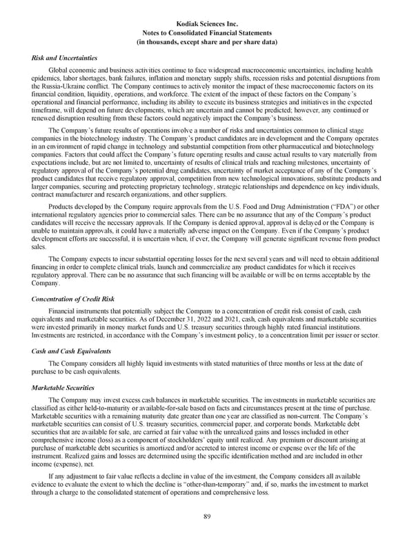 Kodiak Ophthalmology Medicines Company 2022 Annual Report - Page 102