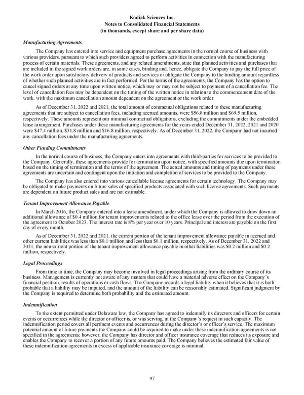 Kodiak Ophthalmology Medicines Company 2022 Annual Report - Page 110