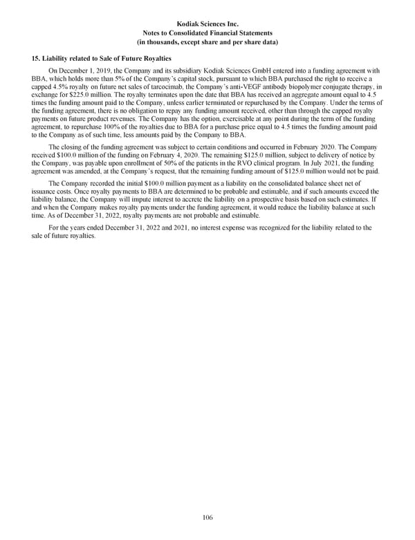 Kodiak Ophthalmology Medicines Company 2022 Annual Report - Page 119