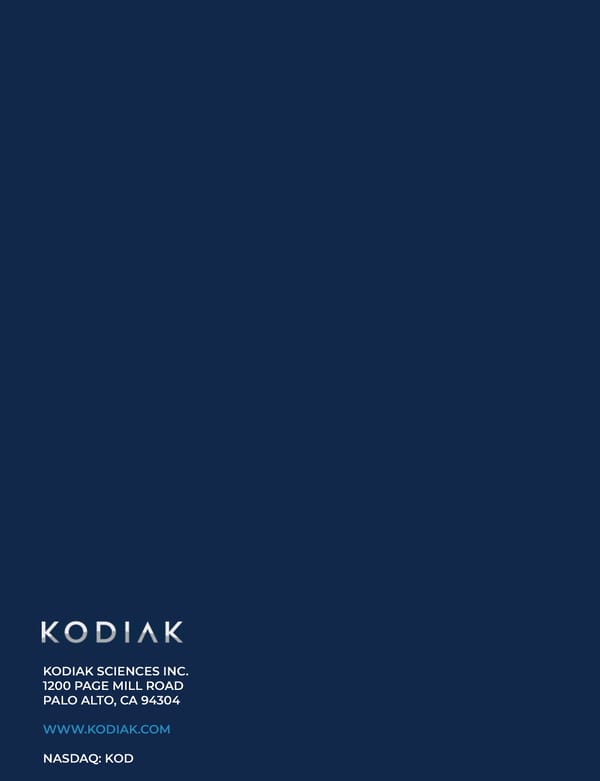Kodiak Ophthalmology Medicines Company 2022 Annual Report - Page 127