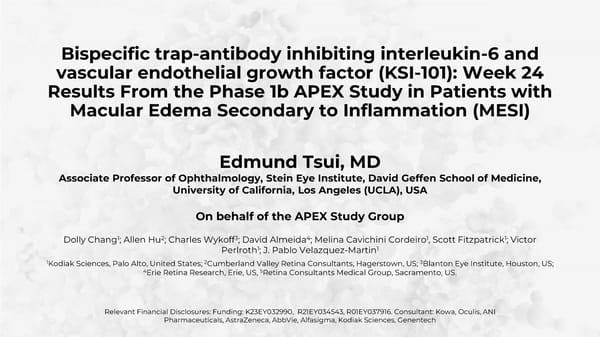 APEX Study Phase 1b Results on KSI-101 for Macular Edema - Page 1